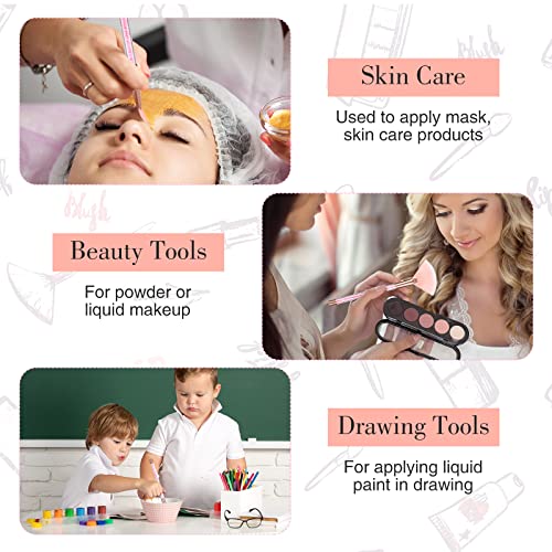 Image of 9 Pieces Facial Fan Mask Brushes, Soft Facial Applicator Brushes Tools for Peel Glycolic Makeup for Mud Cream(Pink)