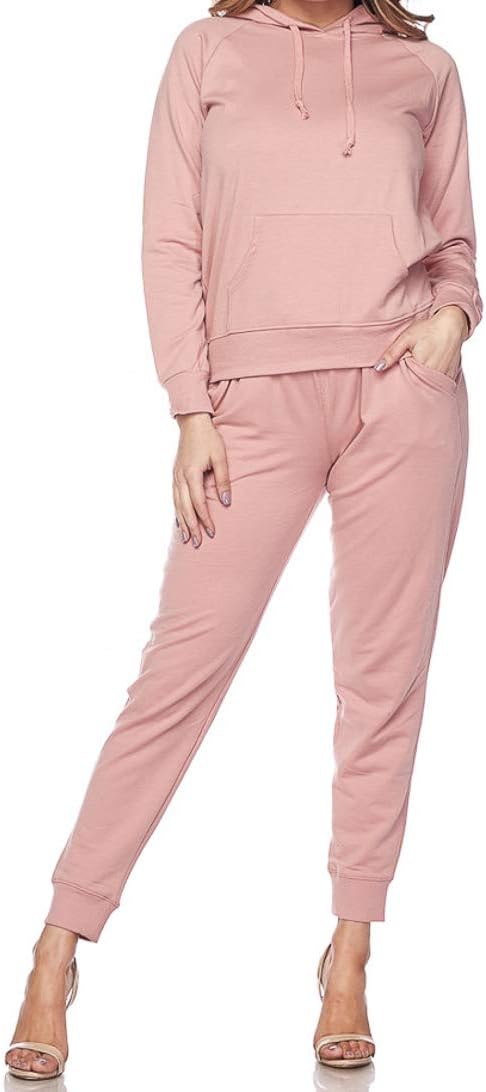 Ambiance Women's Juniors Soft Jogger Pants (S,BlushSet)
