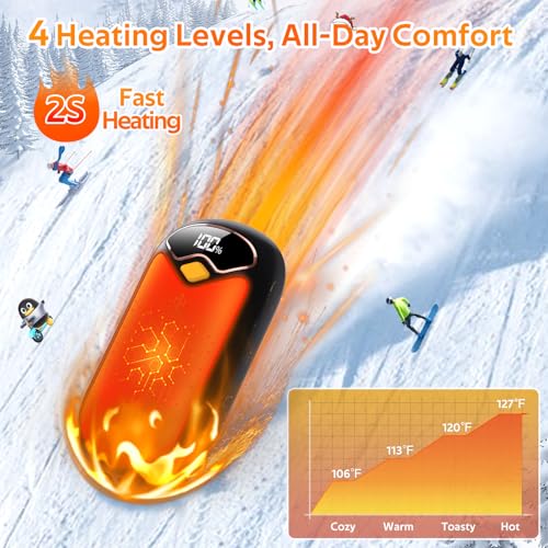 Hand Warmers Rechargeable - Magnetic Electric Hand Warmers 2 Pack, LED Display, 4 Settings Fast Heating Reusable Portable Heater Handwarmers for... - Image 3