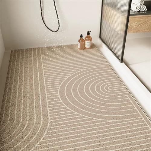 Odot Alfombrilla Baño de Lufa de PVC Moderno Simple, Alfombra Ducha Antideslizante,Alfombrilla Ducha con Orificio de Drenaje,Alfombra de Baño Secado Rápido para Zonas Húmedas (Marrón,40x60cm)
