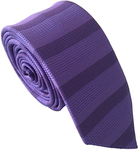 Men's Skinny Tie - Purple Horizontal Stripe