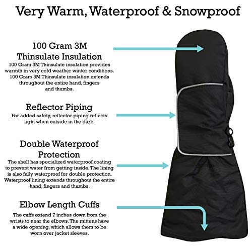 N'Ice Caps Kids Waterproof Snow Mittens Elbow Length Boys Girls Thinsulate Insulated Gloves3