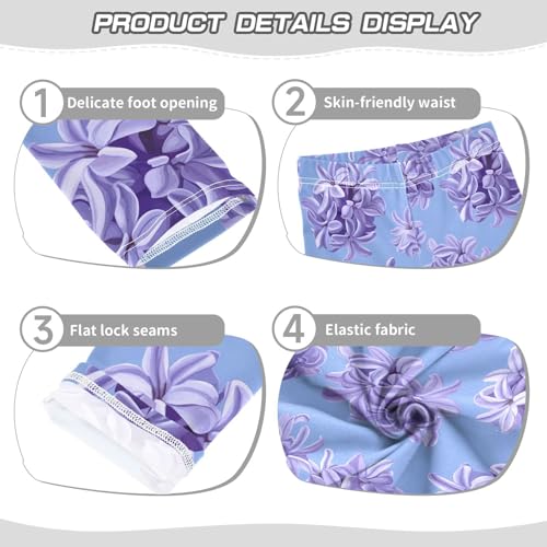 ALAZA Girls' Leggings Children's Yoga Pants Skinny Printed Dance Hyacinth Flowers Purple Comfortable 4T2