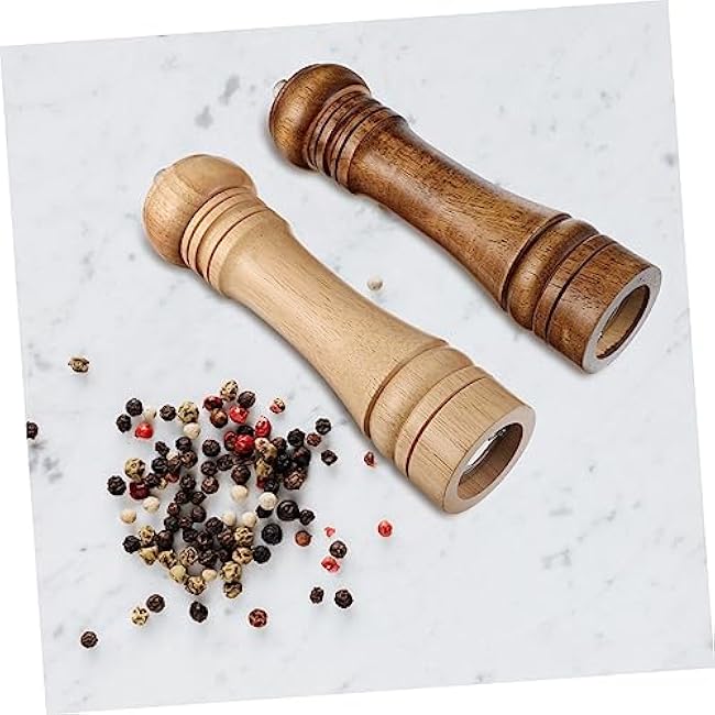 2pcs Wooden Pepper Grinding Tool Manual Masher for Spices Natural Wood Design Ergonomic Grip for Kitchen Use and Seasoning Variety