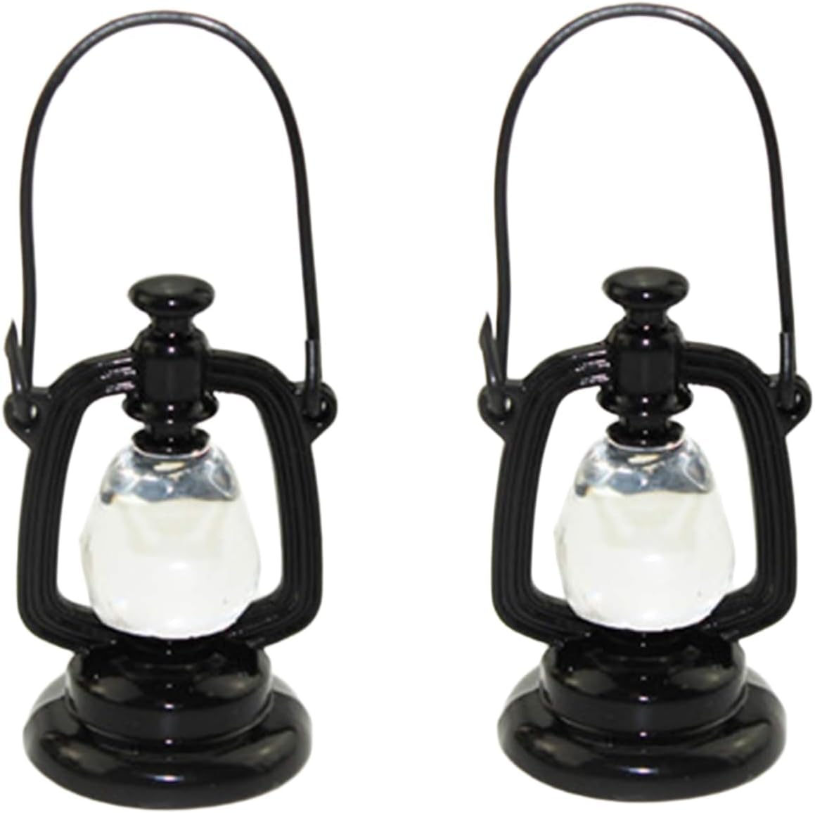 2Pcs Black Dollhouse Decoration Accessories, 1:12 Dollhouse Miniature Scene Model Hurricane Lantern Play Toy, Décor, Dollhouse Accessories (23 x 43 mm)