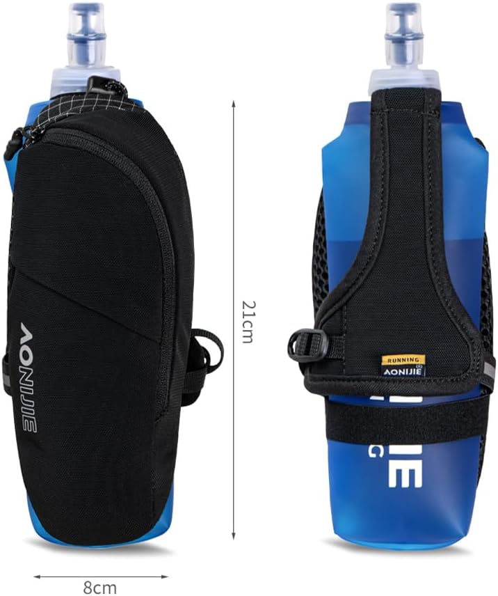 YOUGLE Running Handheld Water Bottle 500ml, No-Grip Adjustable Lightweight Running Water Bottle Hand Strap for Runners, Hiking, Can be Worn bn either Hand (Handheld Bag + B#500ml Flask)