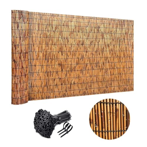 Rollo de caña de bambú Valla Bambú Natural Valla De Madera Para Jardín Exterior Resistente a La Intemperie Y La Privacidad Para Piscinas Techos Y Patios 0.5x1 0.8x1.2 1x2 1.3x15 1.4x6 1.7x8 1.8x9m