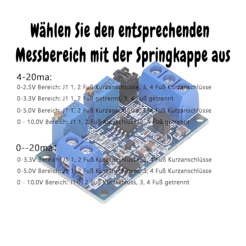 1 Stück Strom zu Spannungsmodul 0/4-20mA zu 0-3,3V 5V 10V Spannungsgeber