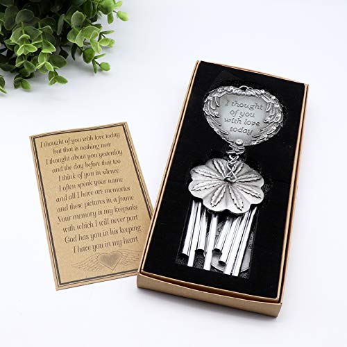 Your Gifts Wind Chimes Engraved Poem I Thought Today Angel Wings Enfold A Heart And Shining Teardrop Diamonds-As Souvenirs Condolence In Loving Memory Suncatcher, 15", White #TOP6