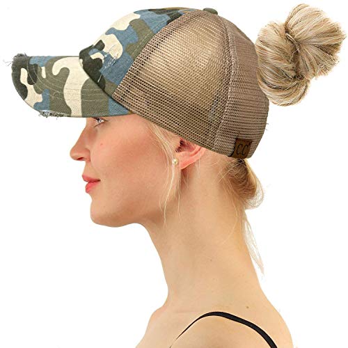 Image of C.C Ponytail Criss Cross Messy Buns Ponycaps Baseball Cap Dad Trucker Mesh Hat