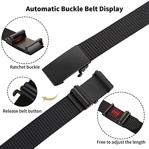 Men's Ratchet Web Belt with 1.3 inch Nylon Automatic Buckle for Casual Wear3