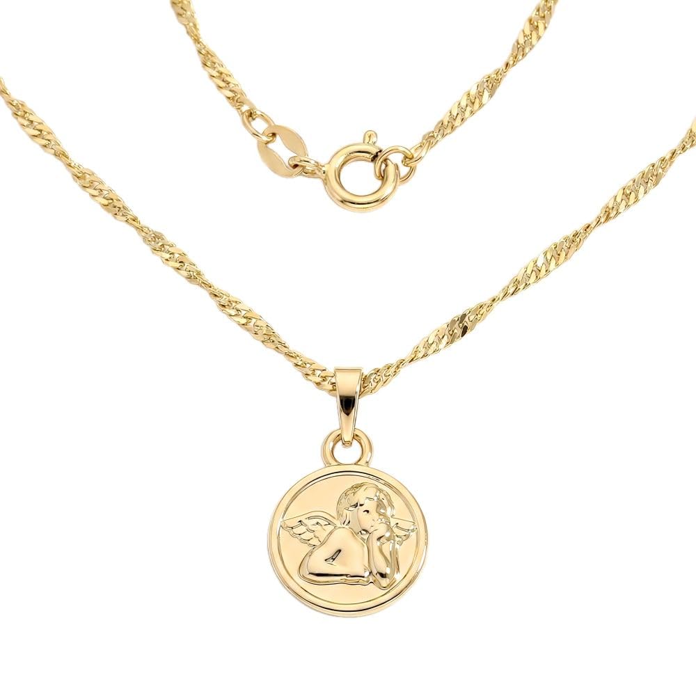 Collier - Enfant/Bébé - Médaille - Ange - Baptême - Plaqué Or Jaune 750/1000-40 cm