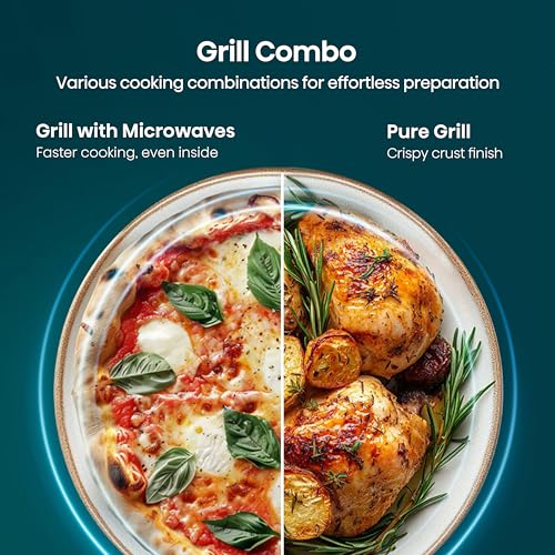 Hisense 42 Liters Large Microwave Oven and Grill Combo for Kitchen, 850W, 10 Power Levels, 24 Preset Menus, 99 mins Timer, Anti Bacteria Ceramic Interiors, Easy to Clean, Child Lock(Amazon Exclusive)