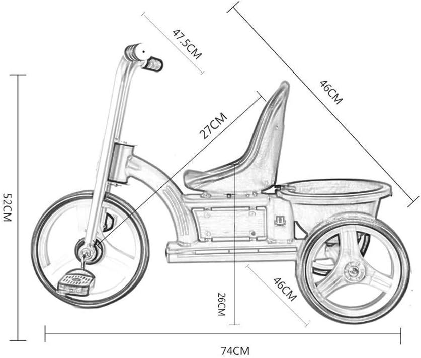 Three-Wheeled Trike, Retro Multi-Function Children's Tricycle Quick disassembly and Inflation Wheel, Baby Outdoor Tricycle, Two Colors, 52 * 74 * 46cm (Color: red)