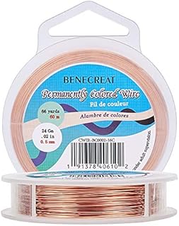 BENECREAT 24Gauge/0.5mm Bare Copper Wire with Oil Coated, Tarnish Resistant Copper Wire for Jewelry Craft Making, 198 Feet/60m