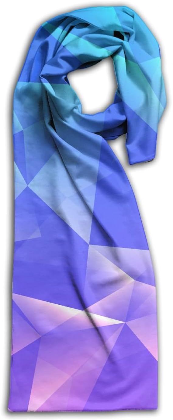Amazon Co Jp Tramst 総柄マフラー ストール 大判 レディース メンズ おしゃれ 通勤 通学 秋冬 ギフト青と紫のトーンで多角形 寒さ対策 ファッション