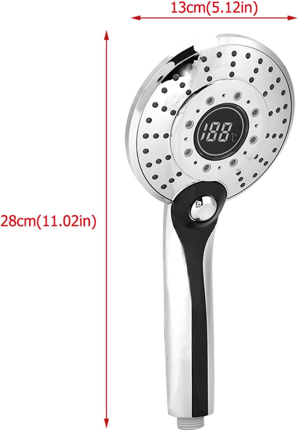 LED Shower Head, LED Handheld Shower Head with Digital Display, 3 Spraying Modes, and 3-Color Temperature Control