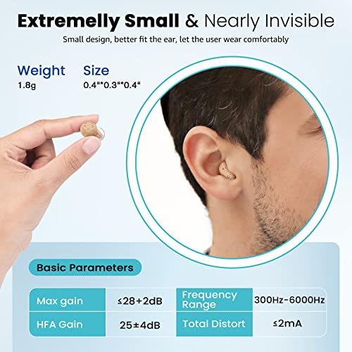 Ibstone Rechargeable Hearing Aids For Seniors And Adults, Mini Completely-In-Canal Hearing Amplifier With Noise Reduction, Portable Charging Case For With 125Hrs Backup Power, Pair #TOP2