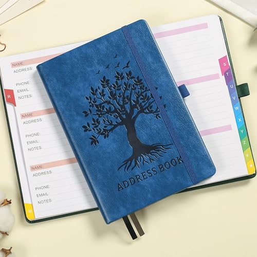 Adressbuch mit farbenfrohen alphabetischen Registerkarten (21,3 x 14,8 cm) - Hardcover-Telefon- und Kontakt-Organizer, mit Platz für wichtige Website-Passwörter und Softwarelizenzen