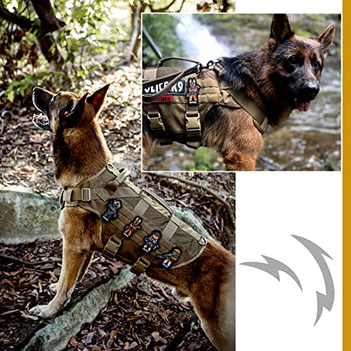 OneTigris No Pull Tactical Dog Harness for Medium Dog, Aire Mesh Dog Vest Harness, Breathable Military Molle Vests with Handles, Service Dog Vest for Walking Hiking Training (M, Brown) by ONETIGRIS - Used condition - Image 7