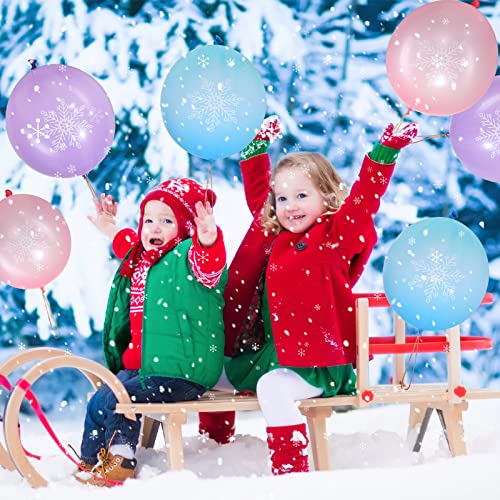 Leitee 36 Pcs 18 Inch Snowflake Punch Balloons Winter Theme Party Favors Carnival Prize Bounce Punching Balloons with Rubber Band Handle for Birthday Party Daily Game School by Leitee - Image 6