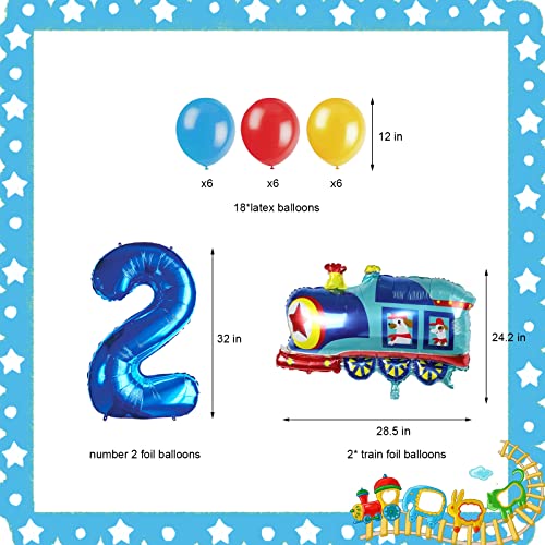 Jopary Train 2Nd Birthday Decorations,Train 2 Years Old Birthday Party Supplies With Number 2 Foil Balloons, Train Birthday Banner, Latex Balloons For Kids Train Birthday Party Decoration #TOP6