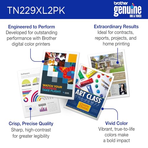 Image of Brother Genuine TN229XL2PK Black High Yield Printer Toner Cartridge 2-Count - Print up to 3,000 Pages Each(1), High Yield (Pack of 2)