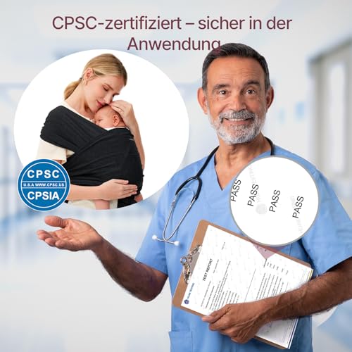 Momcozy Elastisches Tragetuch Baby Neugeborene ab Geburt | Ring Sling Babytragetuch für 3.6-15 kg | Atmungsaktiv & Ergonomisch | OEKO-TEX 100 Zertifiziert,Schwarz