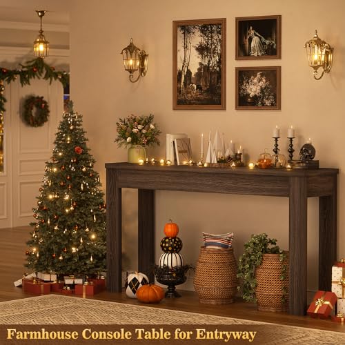 Image of Armocity Console Table, 47 inch Farmhouse Wood Entryway Table, Sofa Tables Narrow Long Behind Couch, Entry Table for Entrance, Hallway, Living Room, Gray Walnut