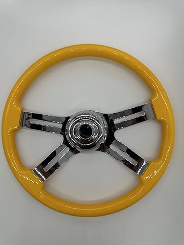 Freightliner - Volante amarillo cromado de 18 pulgadas con cubo y botón de bocina para Century, Columbia, FLD120, Classic 1989-2006