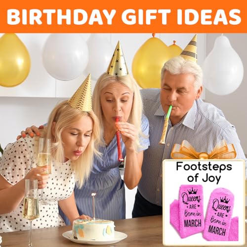 Image of HAPPYPOP Birthday Gifts Ideas for Women - January February March Birthday Socks in Pink