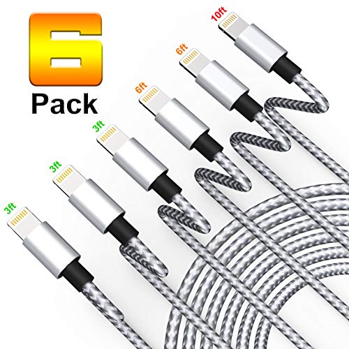 BALALAHTEK USB Charging Cable 6 Pack 3FT 6FT 10FT MFI Certified Lighting Cable