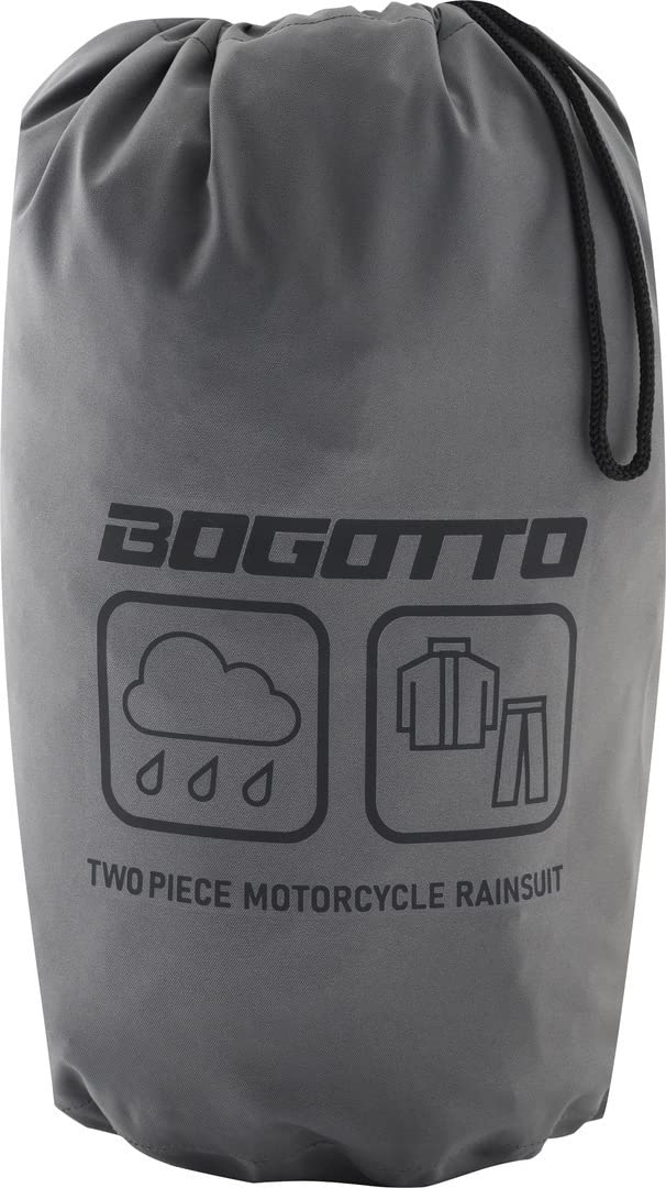 Bogotto Rain Kit Tuta antipioggia della moto a due pezzi, nero/grigio, L