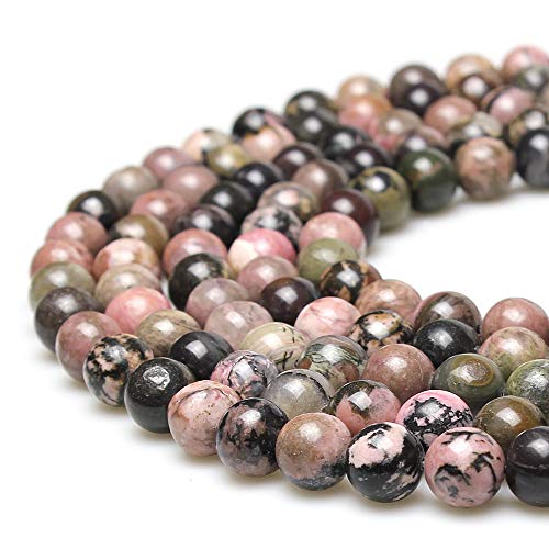 Mjdcb Natural Black Stripe Rhodonite Round Stone Beads For Jewelry Making (6Mm) #TOP5