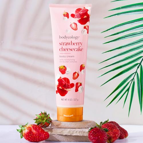 Image of Bodycology Strawberry Cheesecake Body Cream | Shea Butter, Cocoa Butter, Jojoba Oil | Paraben & Phthalete Free | Long-Lasting Hydration, Moisturises, Improves Skin Textures - 227g (Pack of 1)