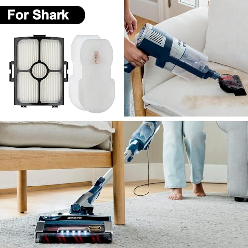 Vacuum Filter Replacement for Shark HZ3002 HZ3000 Stratos Ultralight Corded Stick Vacuum Cleaner, Replace part XFFKHZ3000 XHFHZ3000, 2 HEPA Filter & 6 Foam and Felt Filters