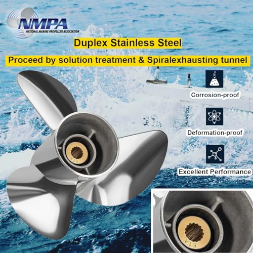 Image of VIF Jason Marine OEM Upgrade Stainless Steel Boat Propeller Compatible with Yamaha 150hp 175hp 200hp 220hp 225hp 250hp F150 F175 F200 F225 Outboard Engines,15 Spline Tooth