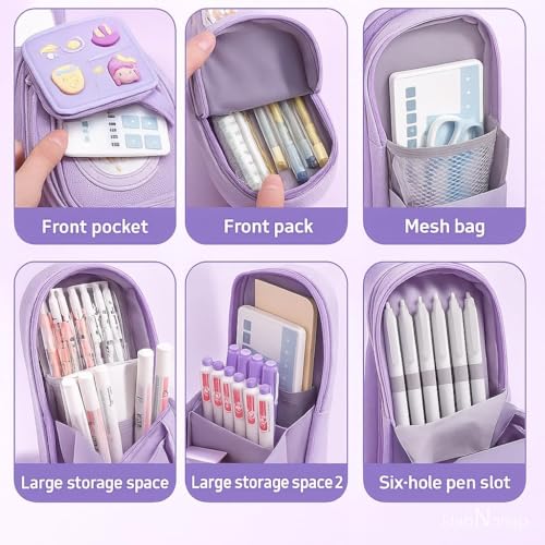 Image of Kawaii Pencil Pouch 3 Compartment Cute Pencil Poucha,Large Capacity for Cute Pencil Cases Erasers Free for Pencil Pouch Pencil for Kids (A2)