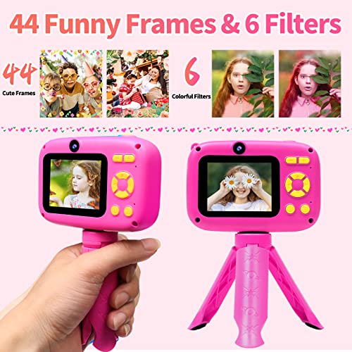 Câmera infantil para crianças com fotografia de lapso de tempo, câmera digital infantil de selfie du