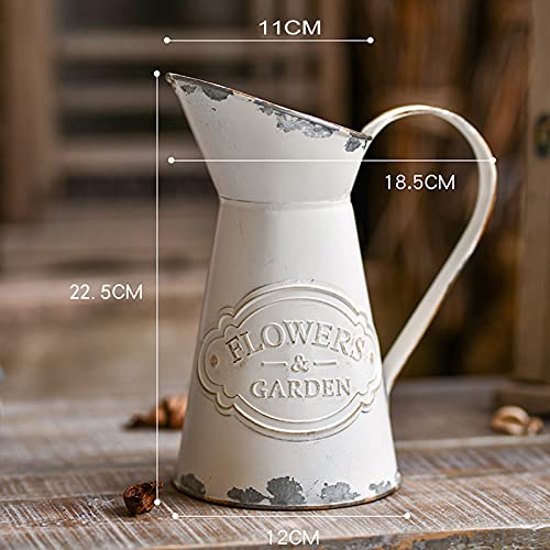 Jsy-Up JUS03B-VASE-FLOWERP-WHITE-M Rustic Metal Flower Vase thumb #2