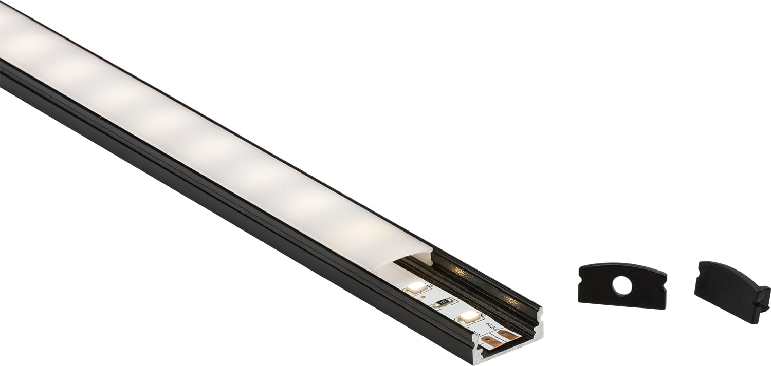 Knightsbridge 1M Aluminium Profile - Surface Mount Flat in Black