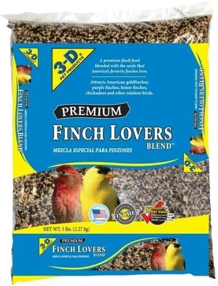 3~D Pet Products Finch Food Finch Lovers Mix Dry Wild Bird Food, Seeds ~ 5 Lb Bag ~ Ideal for Attracting Finches and Other Wild Birds ~ 1 Pack