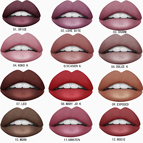 Ownest 12 Colors SuperStay Matte Ink Liquid Lipstick,Waterproof Long Lasting Durable Matte Lipstick, Fashionable Colors Lipsticks Set,Matte Lip Gloss
