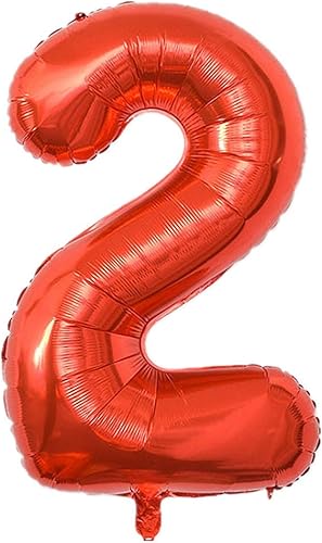 Globo grande de 40 pulgadas con número de helio de aluminio, cumpleaños, boda, fiesta del 0 al 9 (rojo, 2) Globo grande de 40 pulgadas con número de helio de aluminio, cumpleaños, boda, fiesta del 0 al 9 (rojo, 2)
