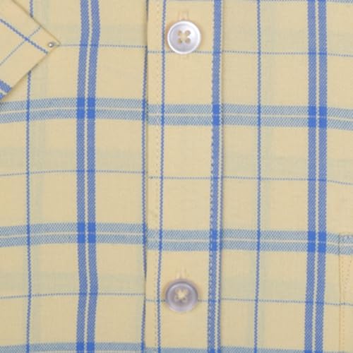 Image of ACCOX Men's Breathable Cotton Half Sleeves Regular Fit Checkered Formal Shirt for Men (O GCR168)