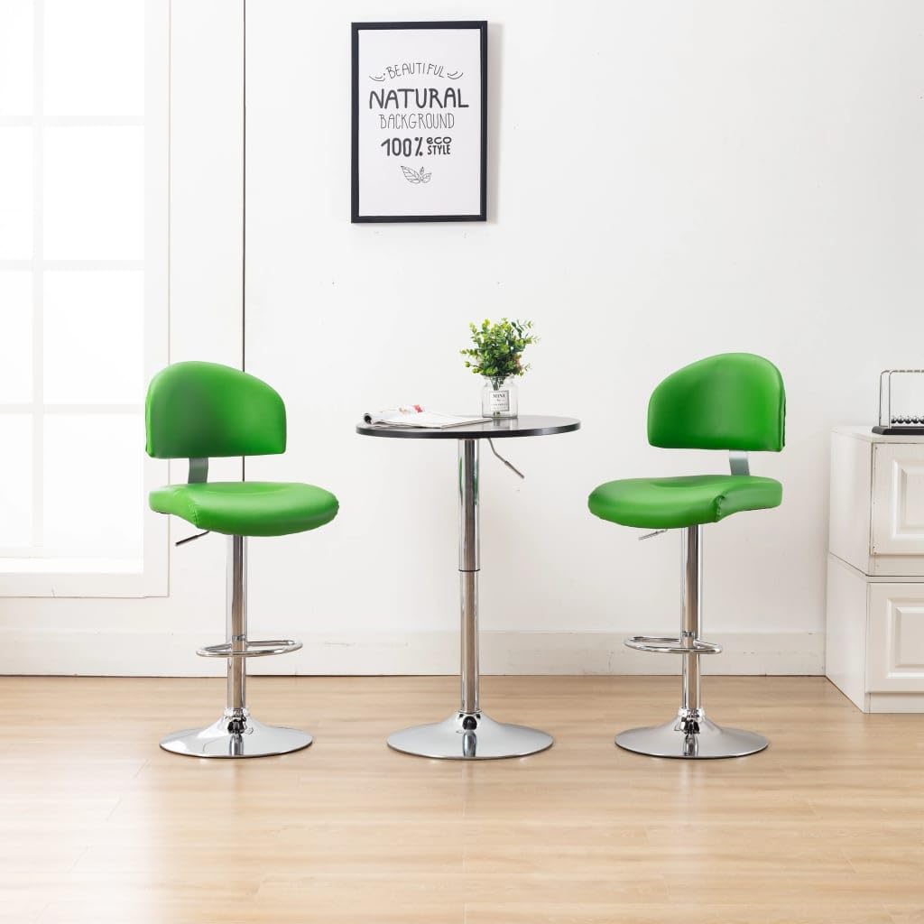 Set di 2 sedie girevoli in finta pelle verde per cucina Island Counter Dining Room
