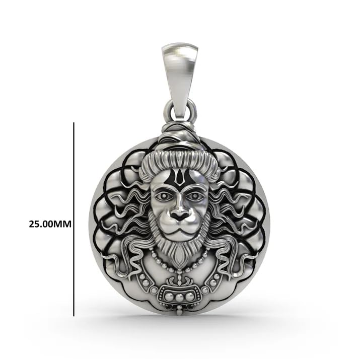 Image of Hanuman Locket for Men & Women | Spiritual Religious Pendant with Chain | Bajrangbali Hanuman Ji Kavach for Protection, Strength, Positive Energy & Devotional Wear Unisex
