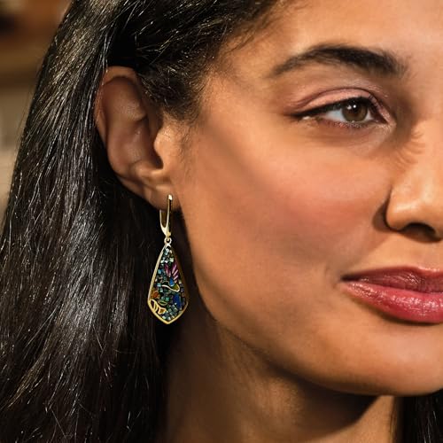 Ross-Simons Multicolored Enamel and Abalone Shell Hummingbird Mosaic Drop Earrings in 18kt Gold Over Sterling2