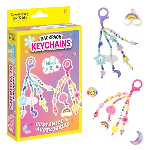 Creativity for Kids Backpack Keychains Mini Kit | Make 2 Trendy Keychains with Beads & Charms | DIY Craft Kit for Kids | Great for Travel Parties & Gifts | Spring Crafts (Ages 6+)