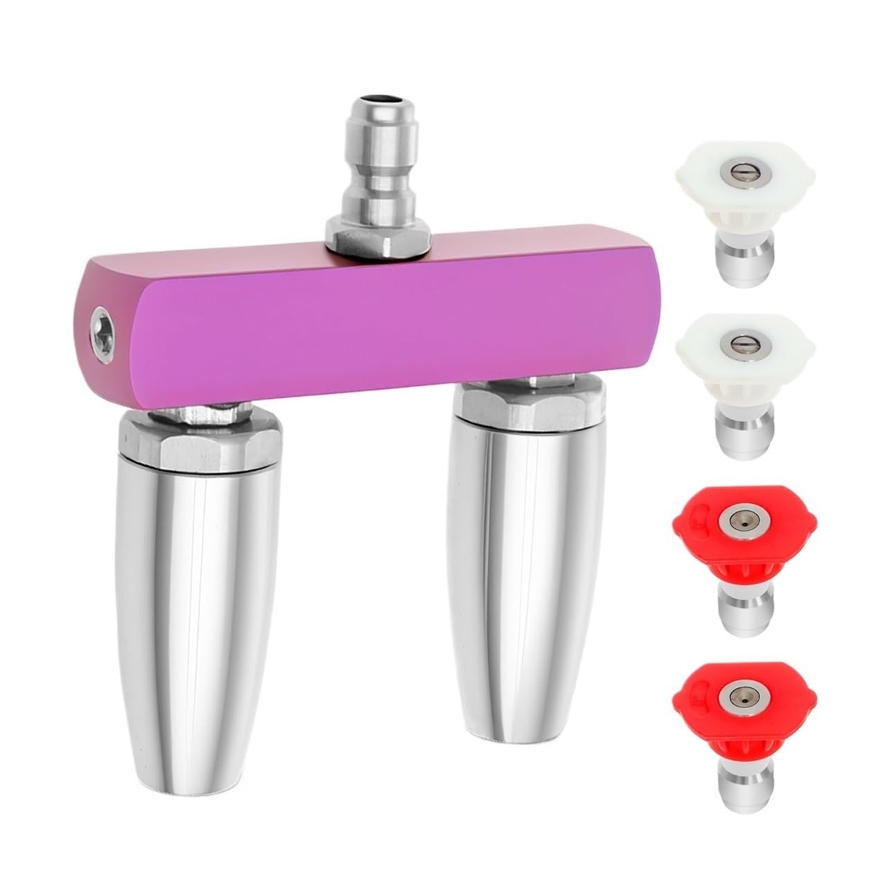 1set Dual Rotating Nozzle 360 Rotatable Pressure Washer Tip, 4000PSI 2 Orifice with 1/4inch Quick Connect